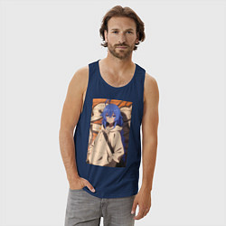 Майка мужская хлопок Реинкарнация безработного Рокси Мигурдия арт, цвет: тёмно-синий — фото 2