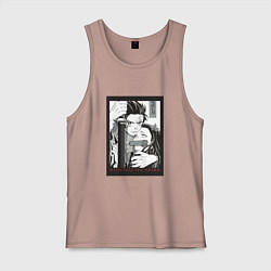 Майка мужская хлопок Тандзиро и Незуко Клинок рассекающий демонов kimet, цвет: пыльно-розовый