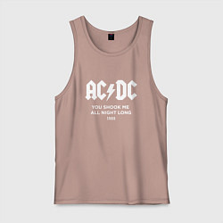 Майка мужская хлопок AC DC - You shook me all night long 1980, цвет: пыльно-розовый