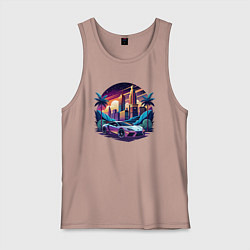 Мужская майка Автомобиль в ночном городе