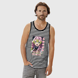 Майка мужская хлопок Mitsuri Kanroji - Kimetsu No Yaiba, цвет: черная тельняшка — фото 2