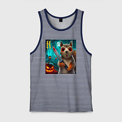 Мужская майка Белочка с окровавленным ножом и в маске - хэллоуин