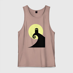 Майка мужская хлопок Tardis night, цвет: пыльно-розовый