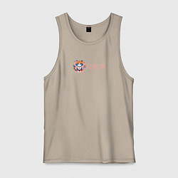 Майка мужская хлопок Саранхэ кот- Я тебя люблю на корейском языке, цвет: миндальный