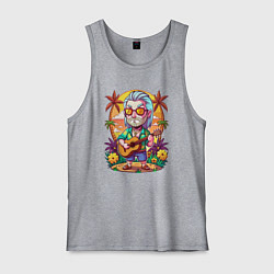 Мужская майка Ведьмак с гитарой на острове