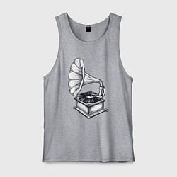 Майка мужская хлопок Звук пластинки, цвет: меланж