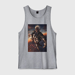 Майка мужская хлопок Магическая битва Сатору Годзё сильнейший, цвет: меланж