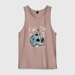 Мужская майка Космонавт сидит на черепе