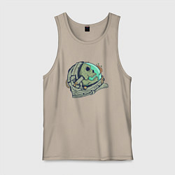 Майка мужская хлопок Череп астронавта, цвет: миндальный