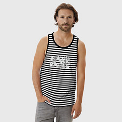 Майка мужская хлопок Виниловый рок-н-ролл, цвет: черная тельняшка — фото 2