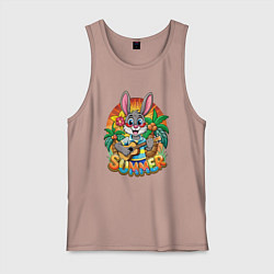 Мужская майка Заяц играет на гитаре жарким летом