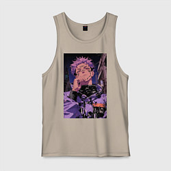 Майка мужская хлопок Магическая битва Юдзи Итадори токио, цвет: миндальный