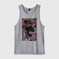 Майка мужская хлопок Магическая битва Тодзи Фусигуро с ножами, цвет: меланж