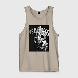 Майка мужская хлопок Моя геройская академия комментатор, цвет: миндальный