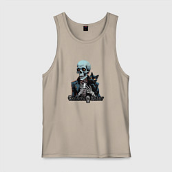 Мужская майка Арт котик и скелет