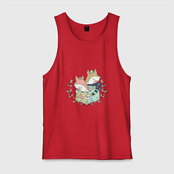 Майка мужская хлопок Влюблённые лисички, цвет: красный