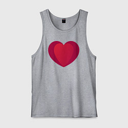 Майка мужская хлопок Красное сердце с тенью, цвет: меланж