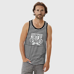 Майка мужская хлопок Ботаник папа, цвет: черная тельняшка — фото 2