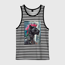 Майка мужская хлопок Dude panther - punks not dead, цвет: черная тельняшка