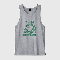 Мужская майка Забавная лягушка с бутылкой воды пей больше воды
