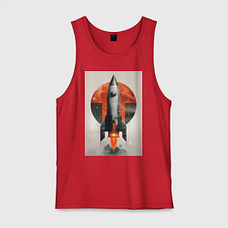 Майка мужская хлопок Постер ракеты, цвет: красный