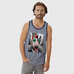 Майка мужская хлопок Bully punk musician - ai art fantasy, цвет: синяя тельняшка — фото 2