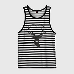 Майка мужская хлопок Love deer, цвет: черная тельняшка
