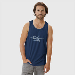 Майка мужская хлопок Sukhoi Superjet 100 цветной с надписью, цвет: тёмно-синий — фото 2