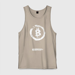Майка мужская хлопок Биткоин белый - криптовалюта, цвет: миндальный