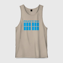 Майка мужская хлопок Public call police box, цвет: миндальный