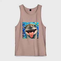 Мужская майка Веселая акула с высунутым языком в океане