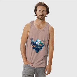 Майка мужская хлопок Орел среди леса и гор, цвет: пыльно-розовый — фото 2