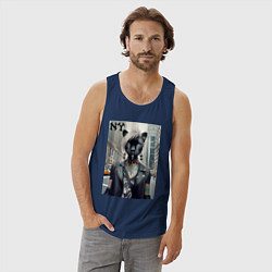 Майка мужская хлопок Молодая пантера - модница из Нью-Йорка, цвет: тёмно-синий — фото 2