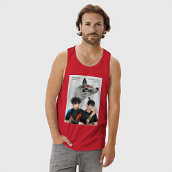 Майка мужская хлопок Магическая битва Мэгуми Фусигуро Аки Хаякава, цвет: красный — фото 2