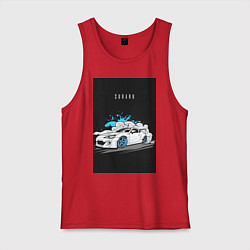 Майка мужская хлопок Subaru авто, цвет: красный