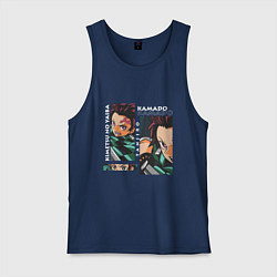 Майка мужская хлопок Клинок рассекающий демонов Kamado Tanjiro, цвет: тёмно-синий