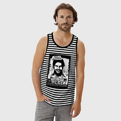 Майка мужская хлопок Escobar in the jail, цвет: черная тельняшка — фото 2