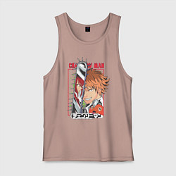 Майка мужская хлопок Человек-бензопила Денджи Макима Почита, цвет: пыльно-розовый