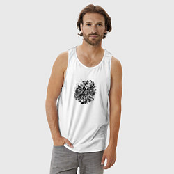 Майка мужская хлопок Орнамент со скрипичным ключом тату стиль, цвет: белый — фото 2