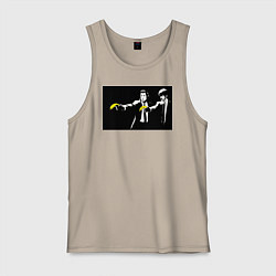 Майка мужская хлопок Бэнкси банановое чтиво, цвет: миндальный