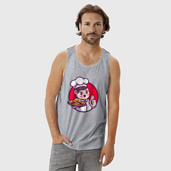 Майка мужская хлопок Повар и пицца, цвет: меланж — фото 2