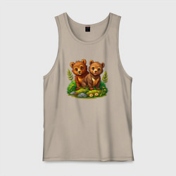 Майка мужская хлопок Два медвежонка, цвет: миндальный