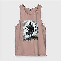 Майка мужская хлопок Призрак Цусимы - Японский самурай, цвет: пыльно-розовый