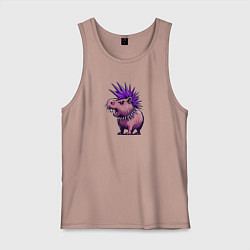 Майка мужская хлопок Суровая панк капибара, цвет: пыльно-розовый