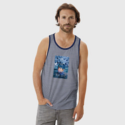 Майка мужская хлопок Техен вода, цвет: синяя тельняшка — фото 2