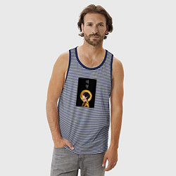 Майка мужская хлопок Техен луна, цвет: синяя тельняшка — фото 2