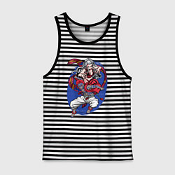 Майка мужская хлопок Клинок рассекающий демонов Акадза Даки Высшие Луны, цвет: черная тельняшка