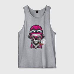 Майка мужская хлопок Череп в панаме, цвет: меланж