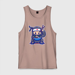 Майка мужская хлопок Ниндзя рамен, цвет: пыльно-розовый