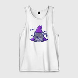 Майка мужская хлопок Halloween kitty, цвет: белый